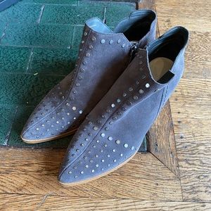 Studded suede booties